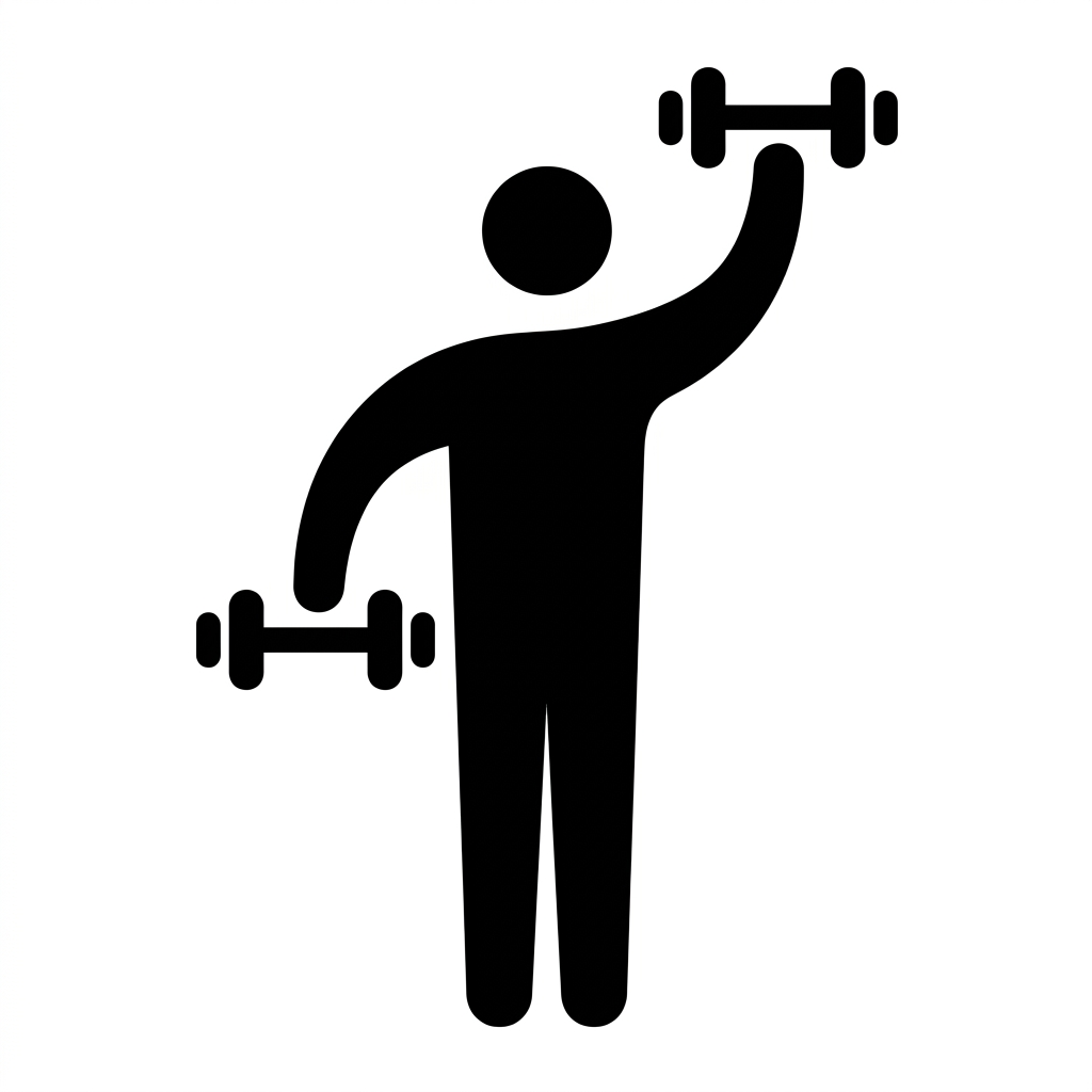ダンベルを持ってトレーニングするシルエットの人物