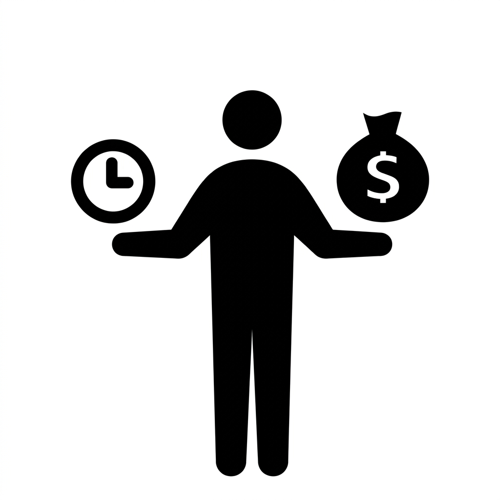 時間とお金を持つ人のシルエット